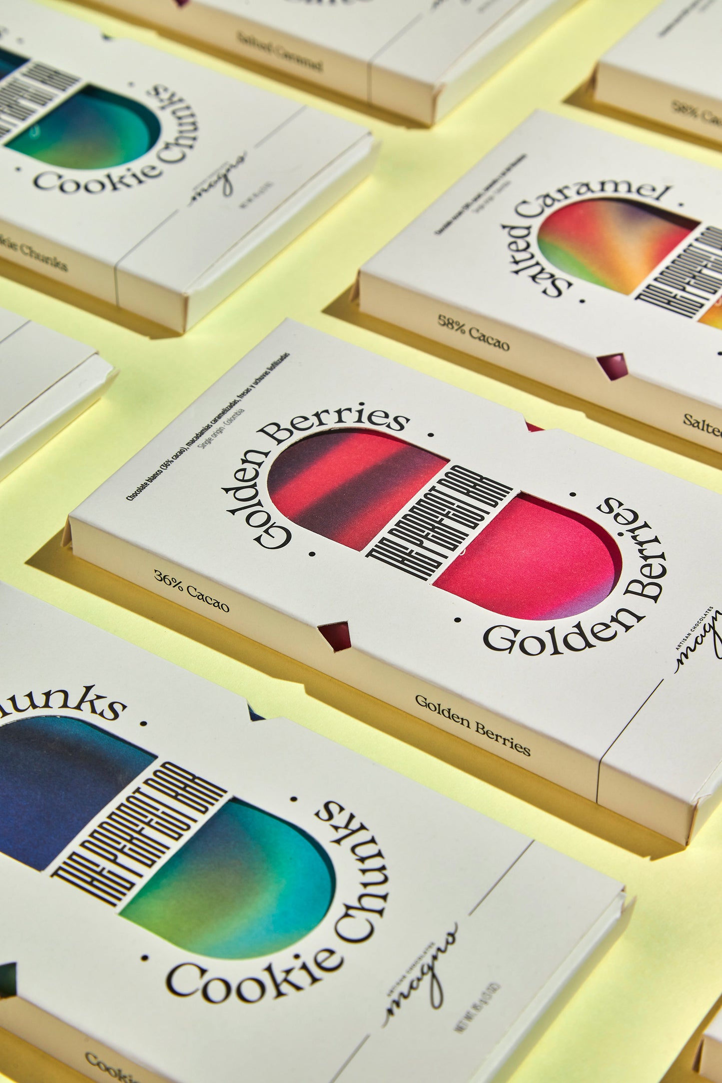 Empaques creativos coloridos e innovadores de magno chocolates