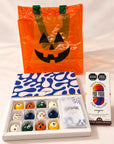 kit bolsa halloween con chocolates con personajes halloween pintados y barra de chocolate