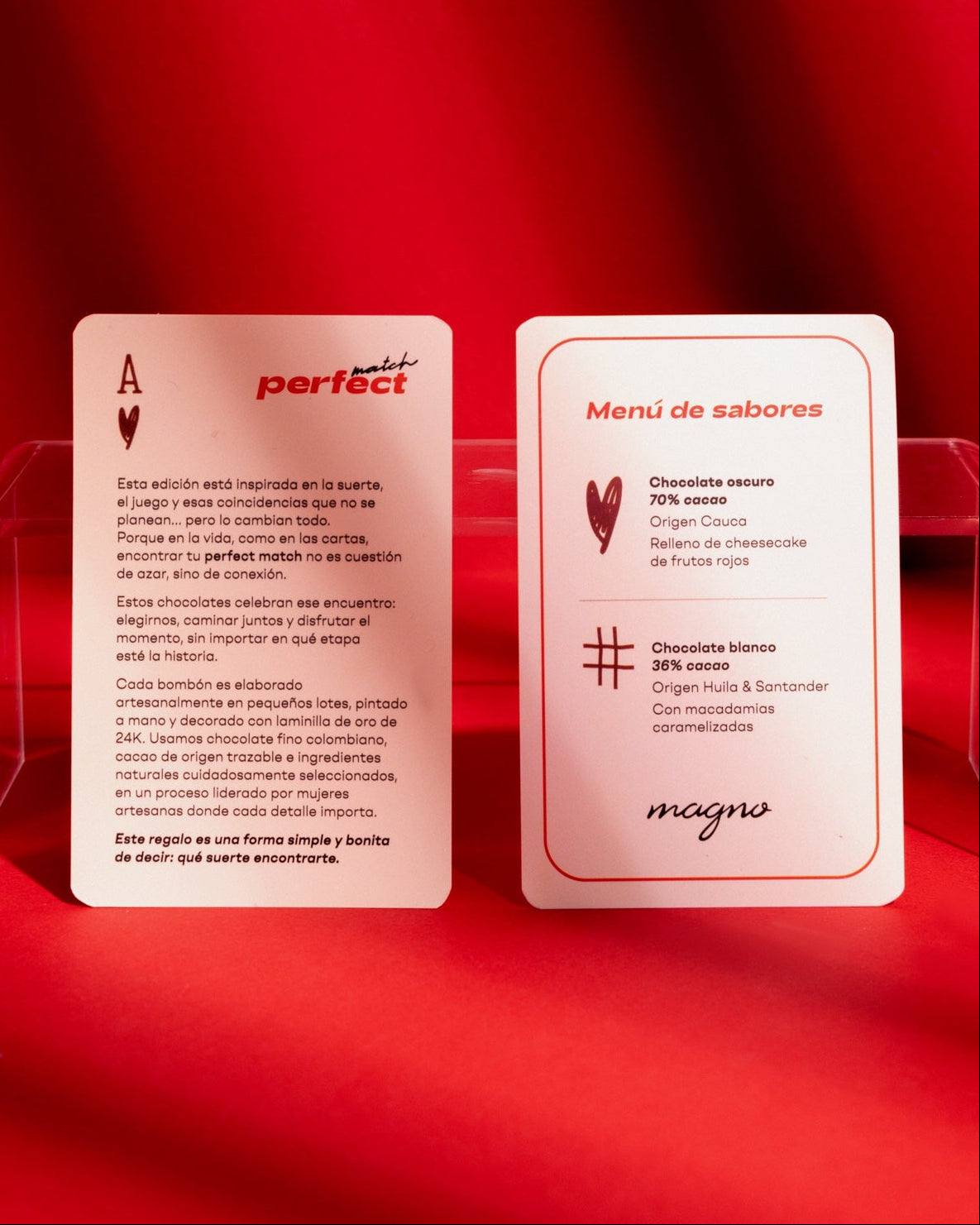 Carta de inspiracion edicion san valentin perfect match magno chocolates