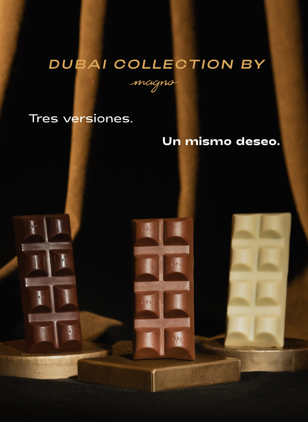 Trio de barras Dubai de Magno chocolates